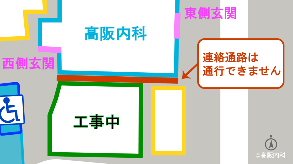 建物横の連絡通路は通行できません
